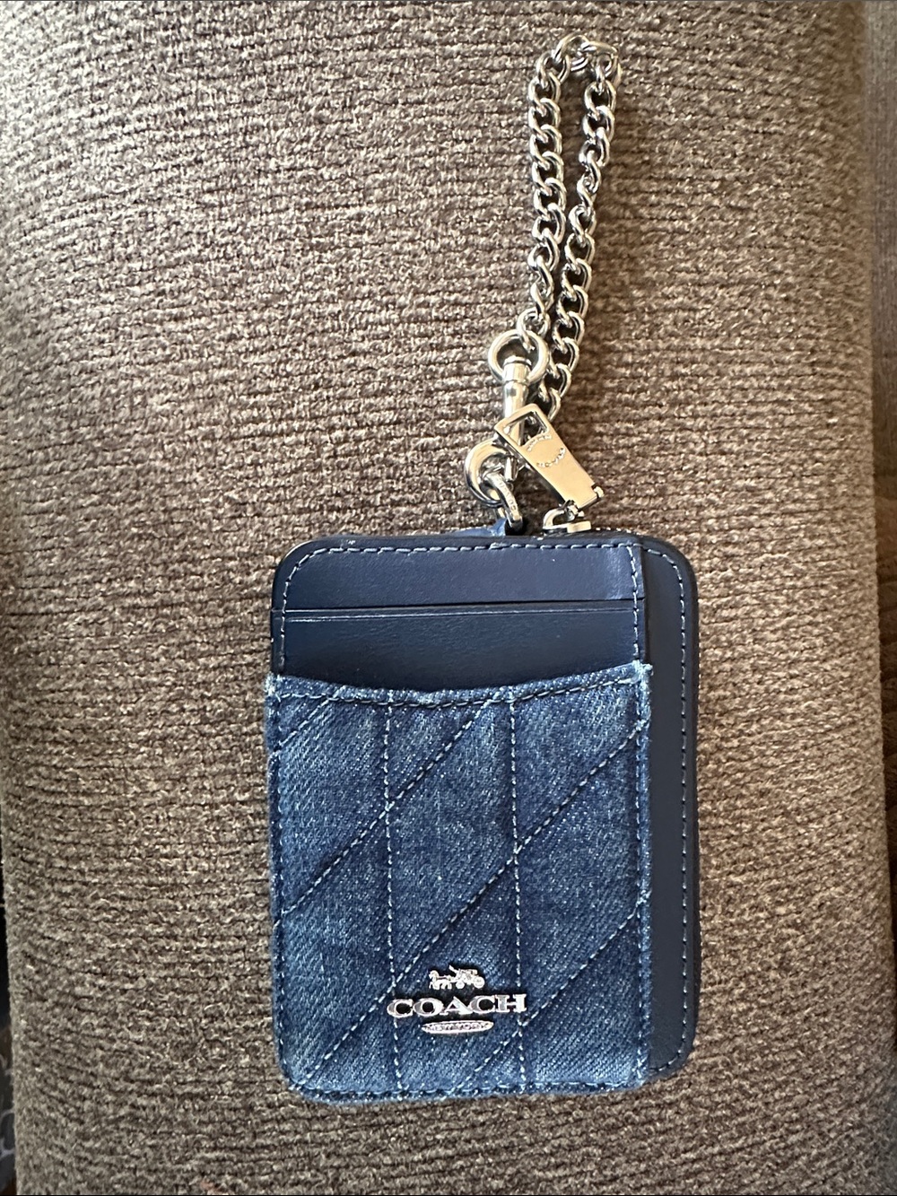 Coach Quilted Denim zip card id case